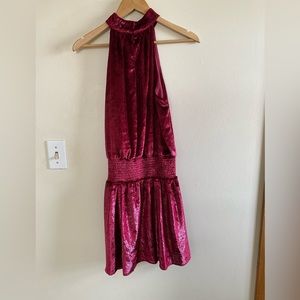 Ramy Brook cranberry mini velvet Ellin Dress. Size S.